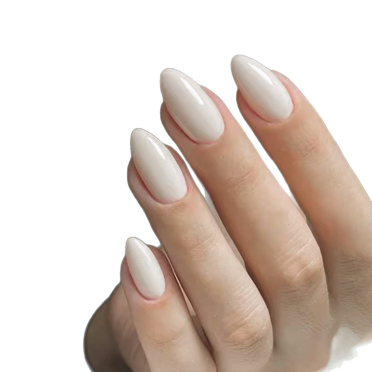 Chic Warm White Glossy Almond Press-On Nails