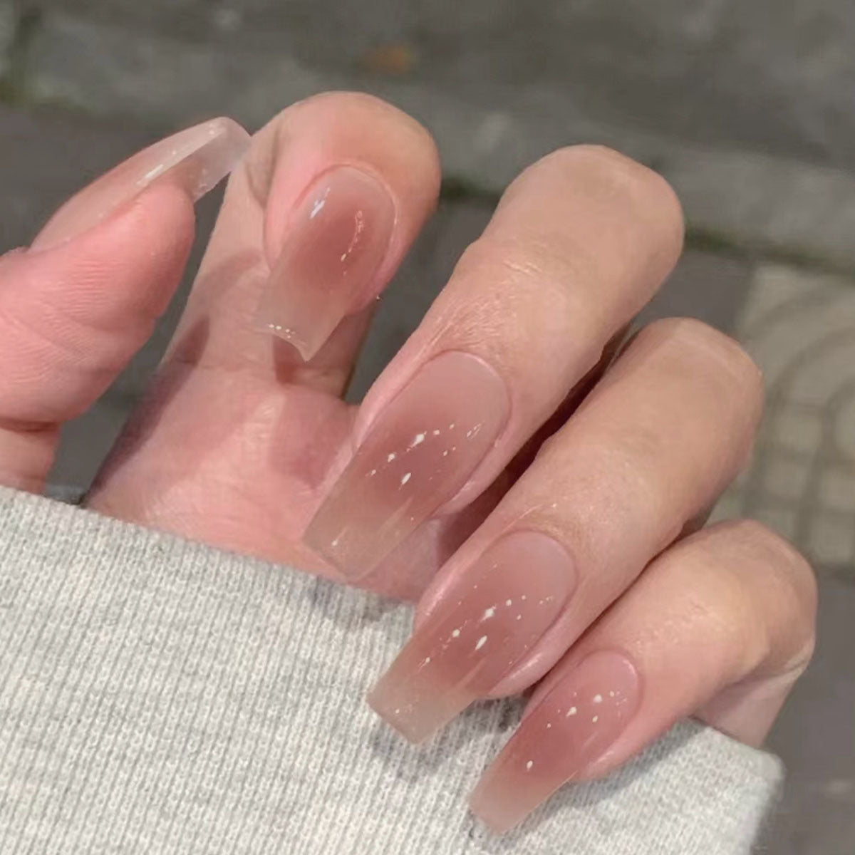 Gentle Blush Ombre & French Tip Press-On Nails | Sheer Nude