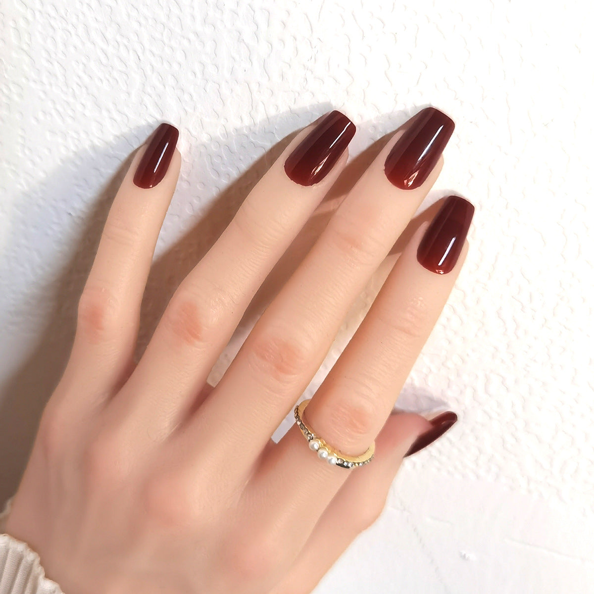 Timeless Burgundy Square Press-On Nails for Holiday & Wedding