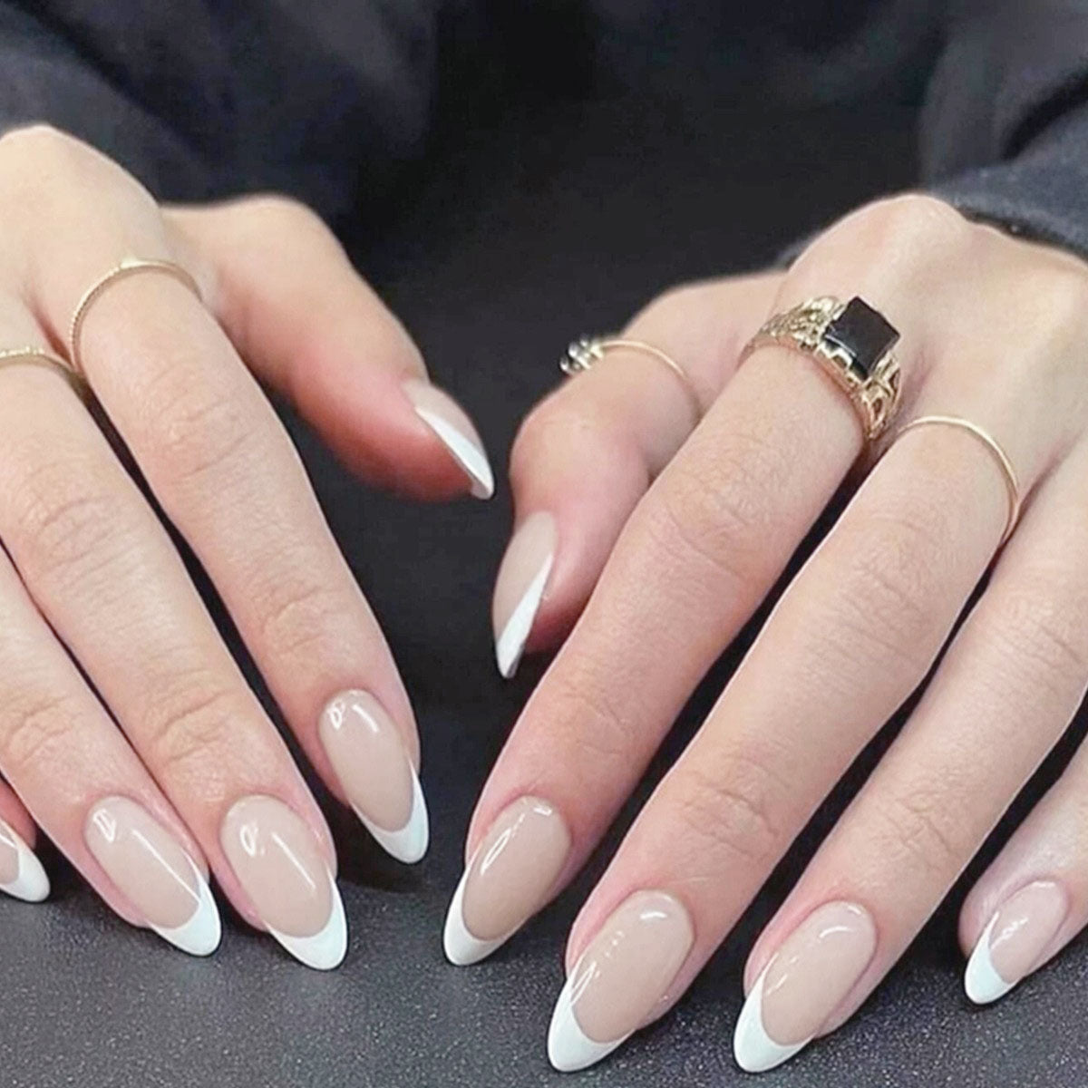 Classic Nude & White French Tip Press-On Nails | Glossy False Nails