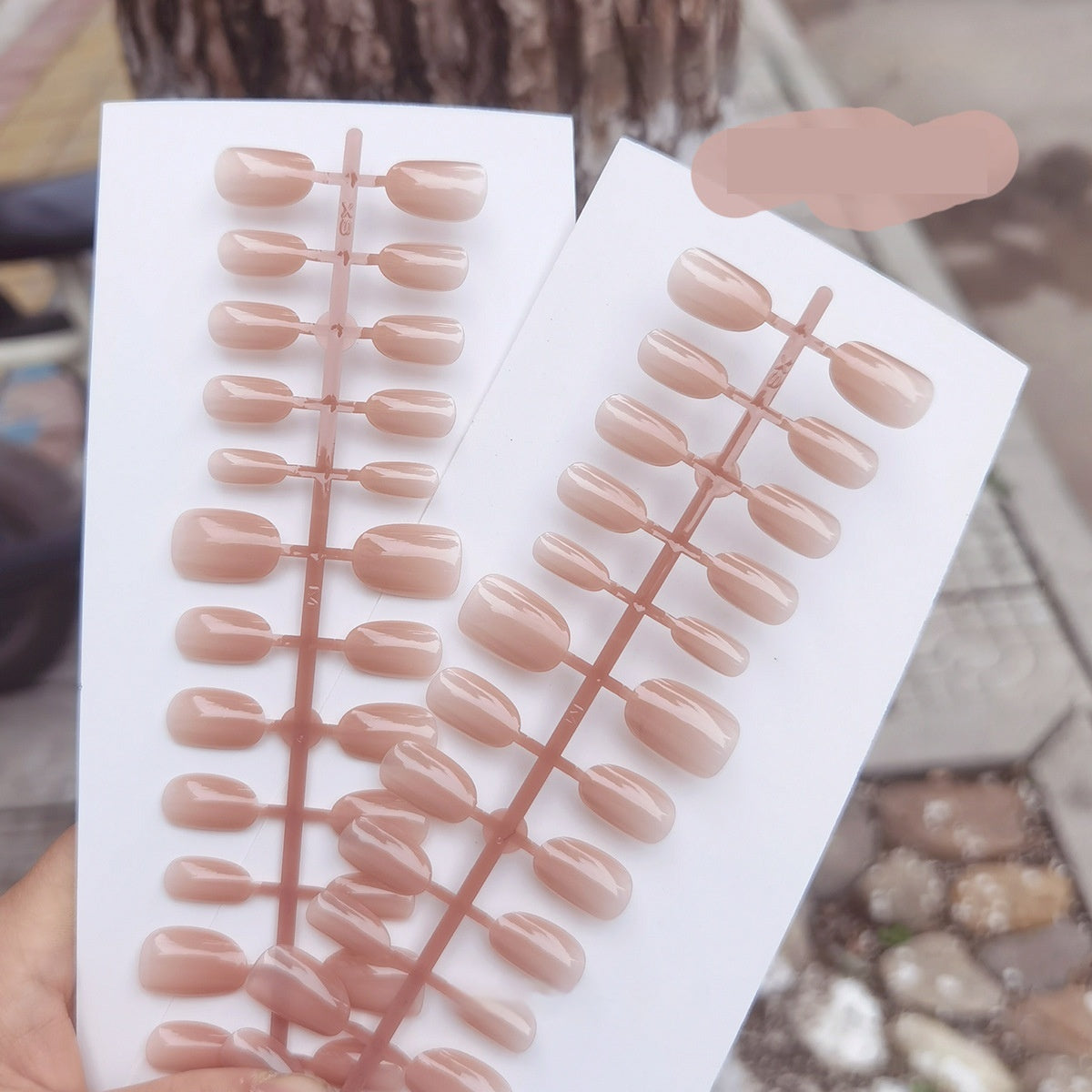 Sheer Milky Nude Glossy Short Oval Press-On Nails | Clean Girl Aesthetic