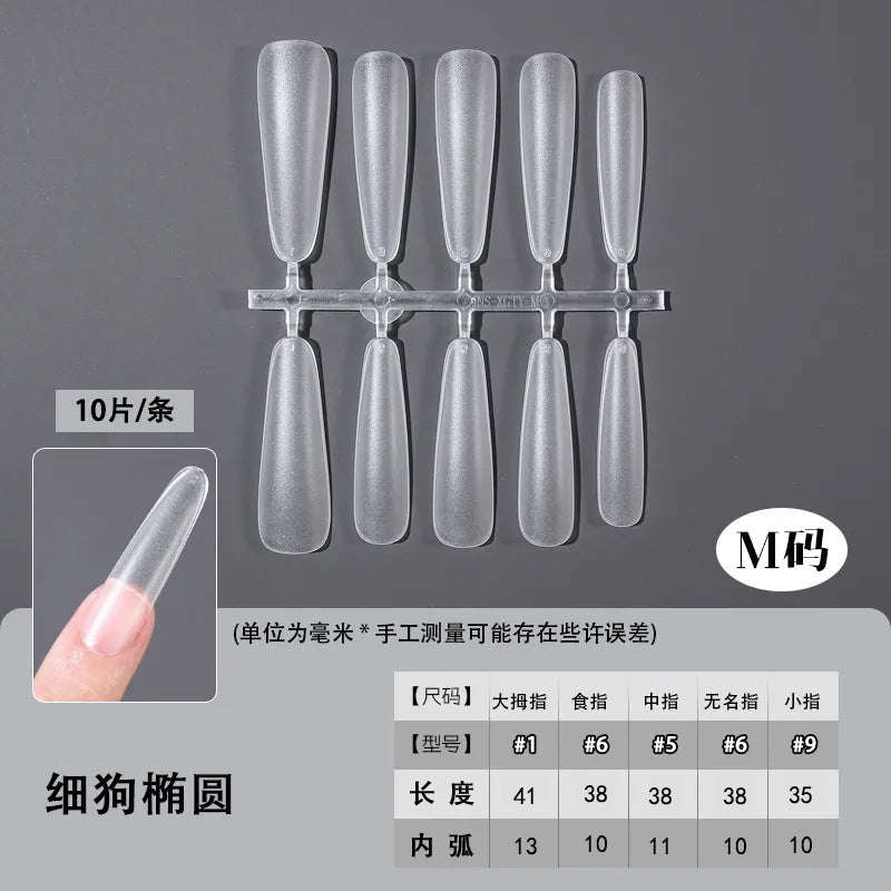 Slim Extra Long Frosted Press-On Nail Tips - Pre-Etched Full Cover Blanks