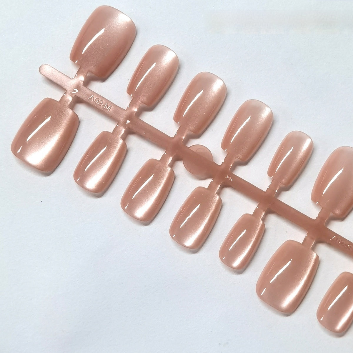 Sheer Strawberry Jelly Pink Cat Eye Short Press-On Nails