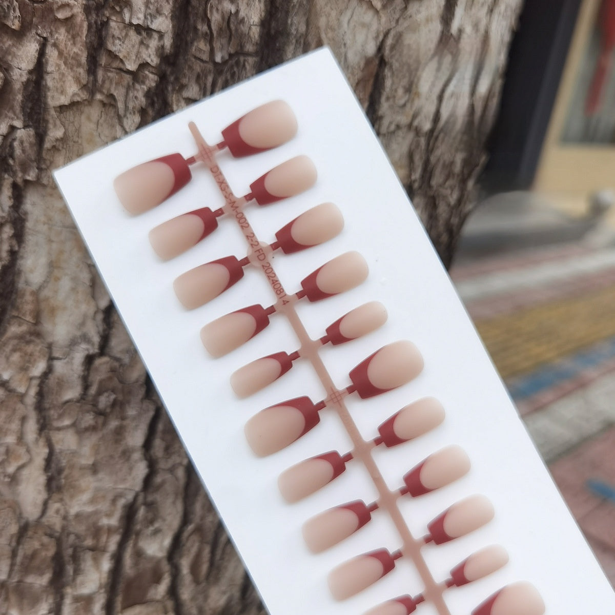 Elegant Red French Tip Press-On Nails | Classic Nude & Red Manicure