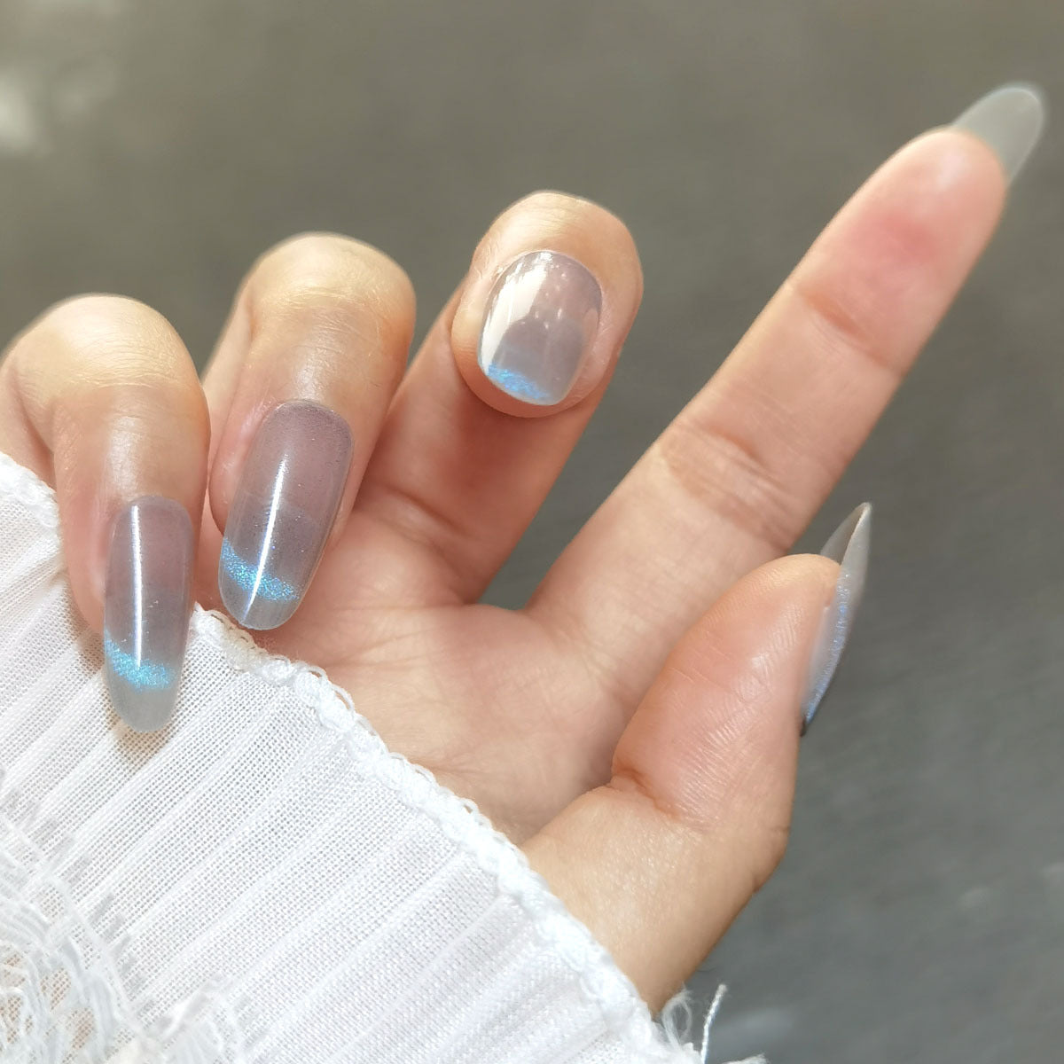 Luminous Cat Eye Long Coffin Press-On Nails