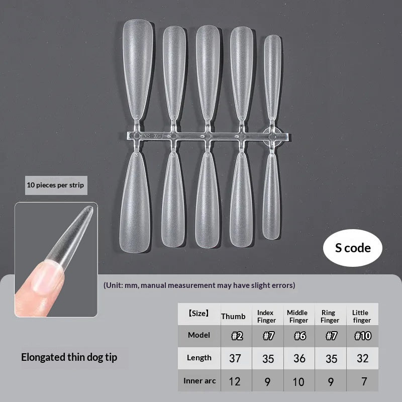 Slim Extra Long Frosted Press-On Nail Tips - Pre-Etched Full Cover Blanks
