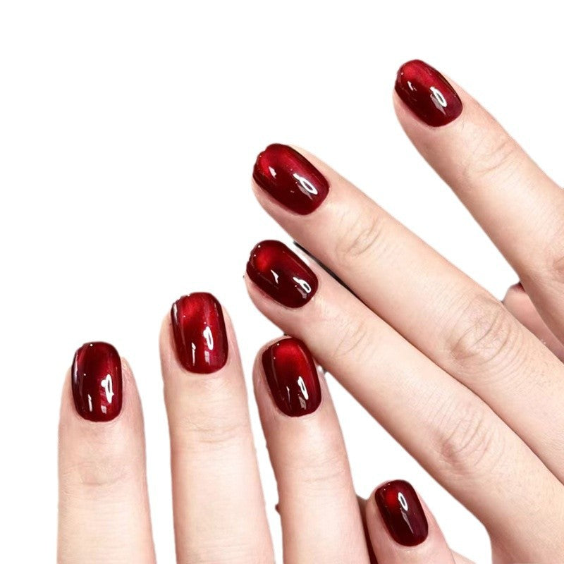 Luxe Deep Red Cat Eye Press-On Nail Tips - Bulk & DIY