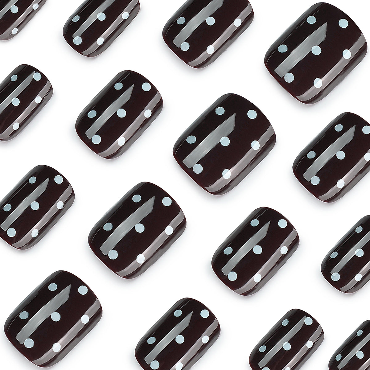 Black White Squoval Short Press On Nails – Image 3