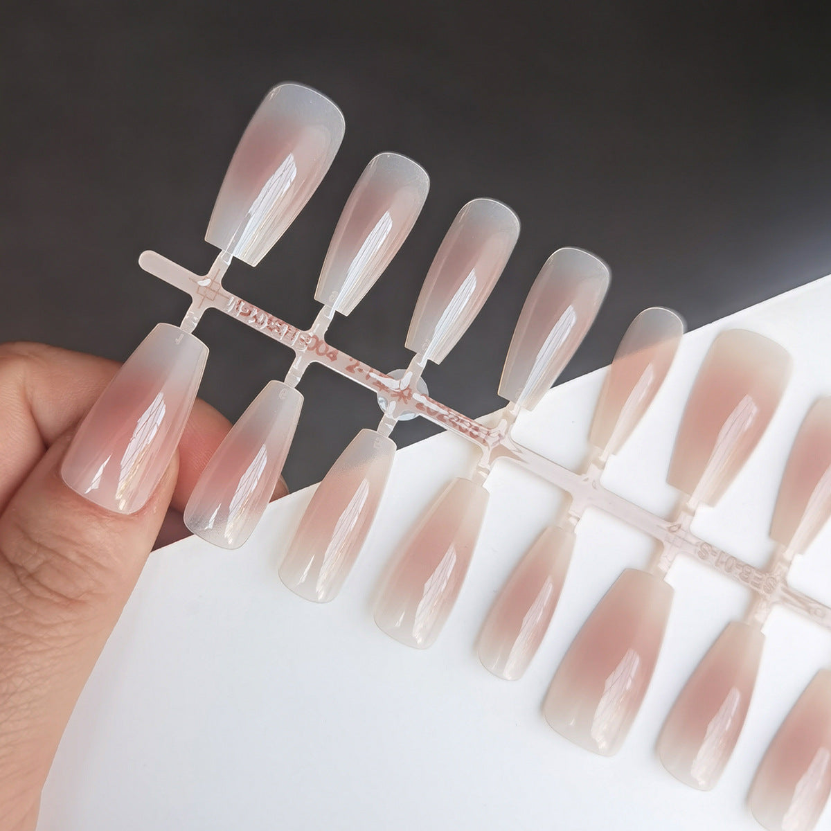 Elegant Dusty Rose Blush Ombre Long Press-On Nails (30 Pieces)