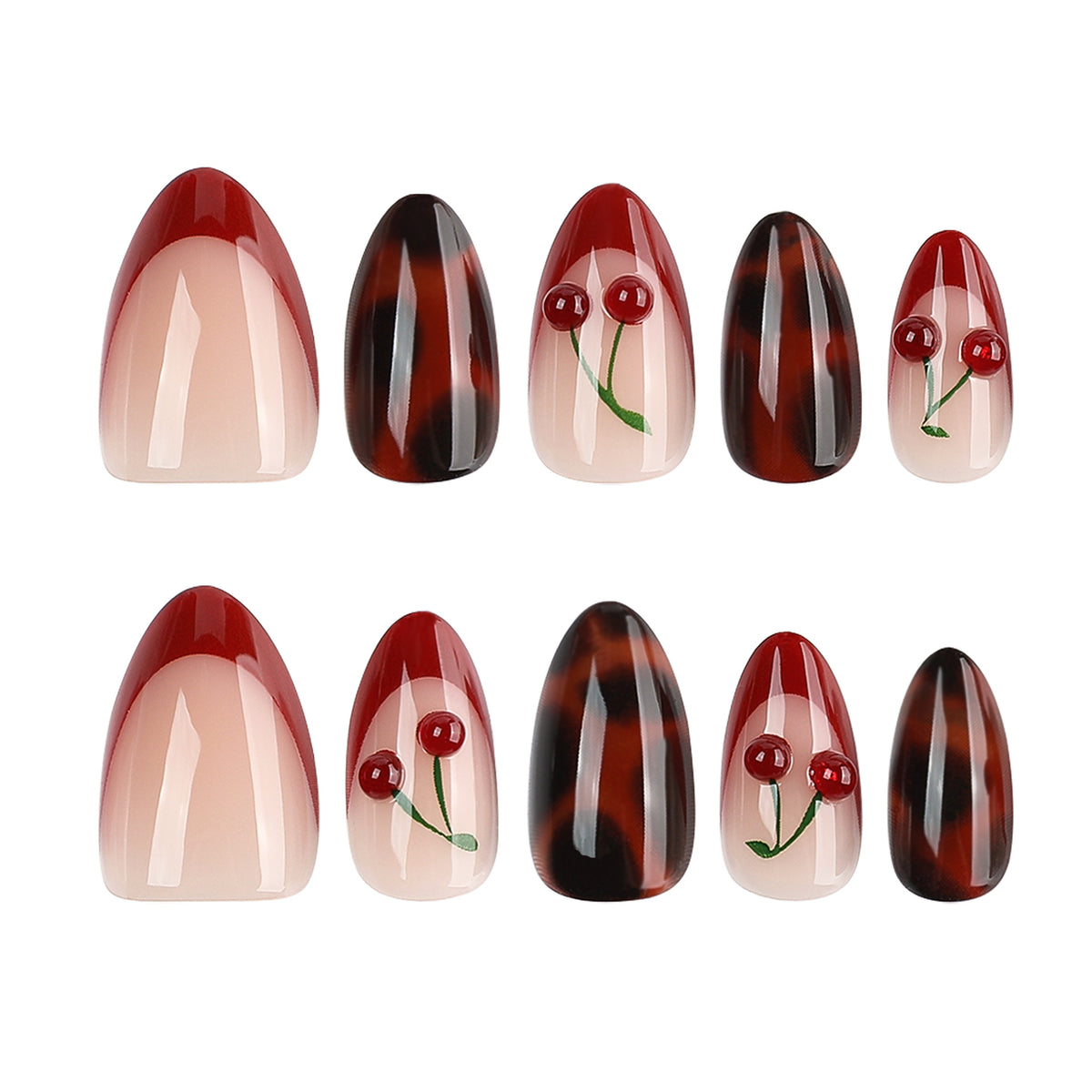 French 3D Charm Y2K Cute Almond Medium Press On Nails – Image 3