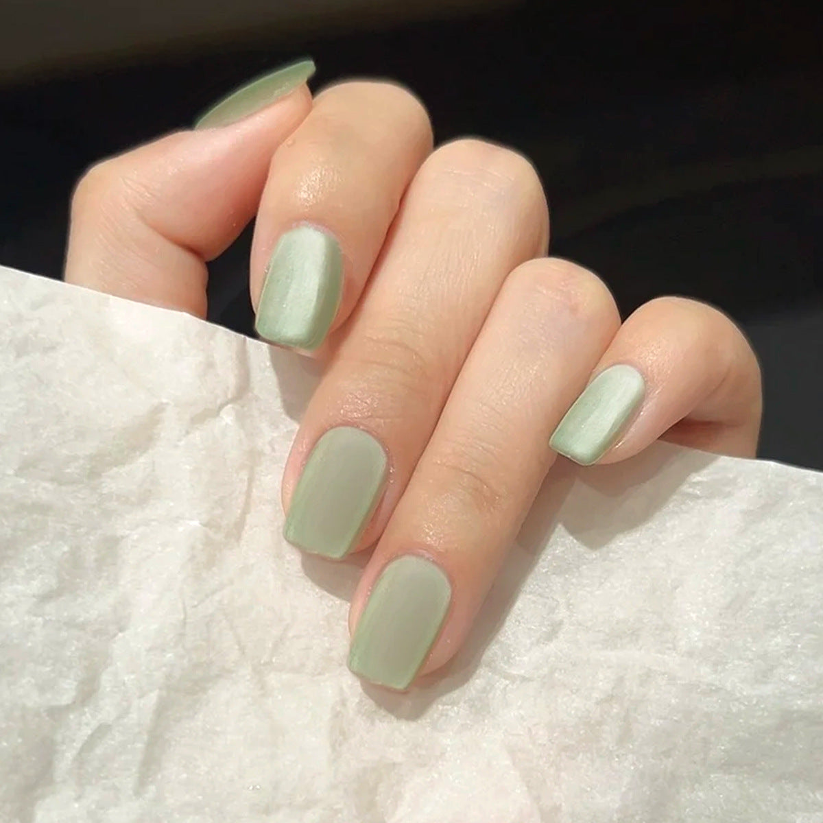 Chic Velvet Matte Cat Eye Short Press-On Nails