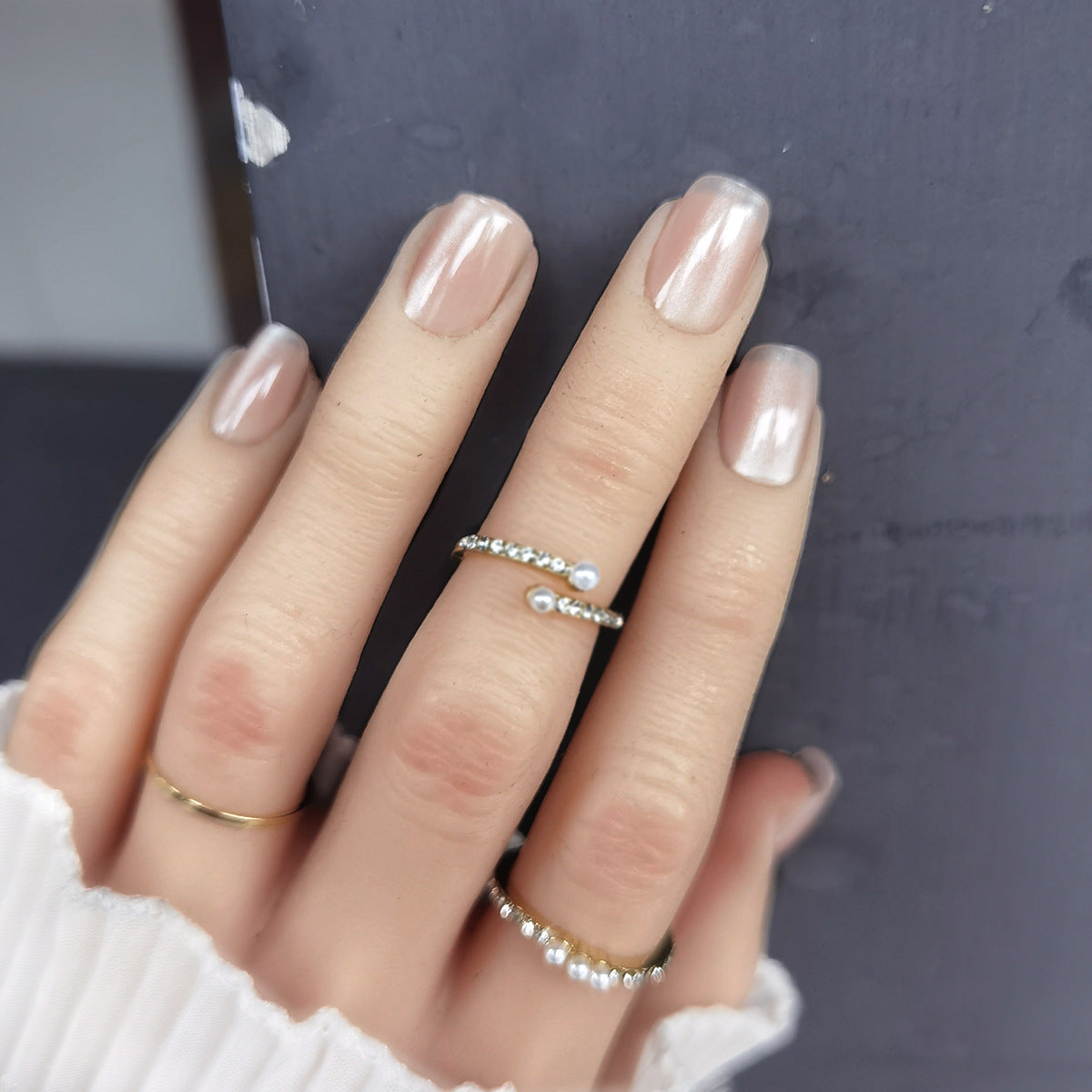 Blush Aurora Cat Eye Press-On Nails | Luxury Gel Manicure