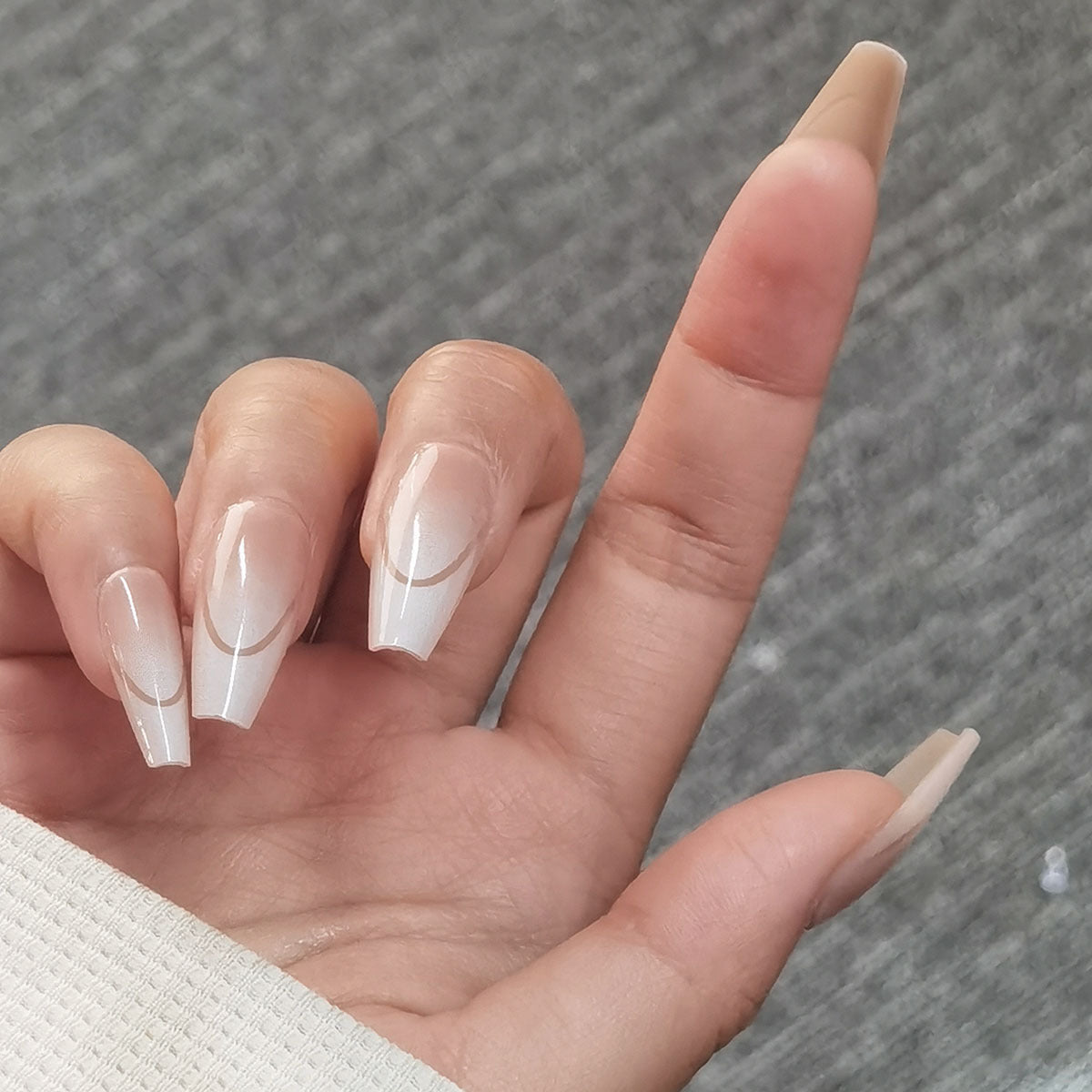 Elegant Nude Abstract French Press-On Nails - Tapered Coffin