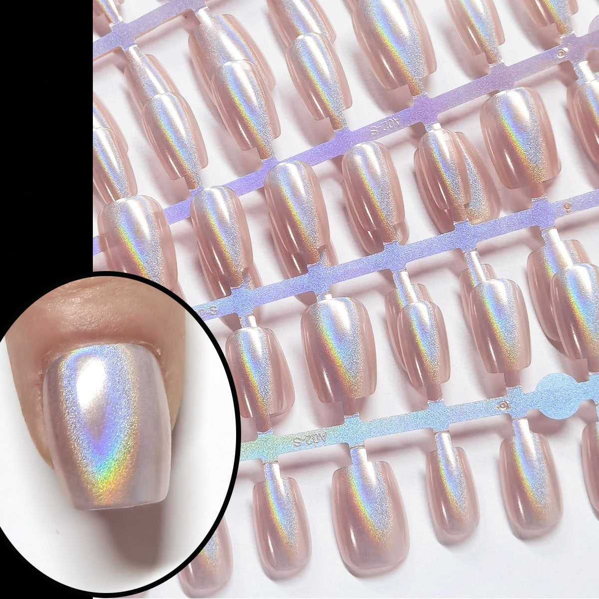 Aurora Iridescent Rainbow Cat Eye Press-On Nails