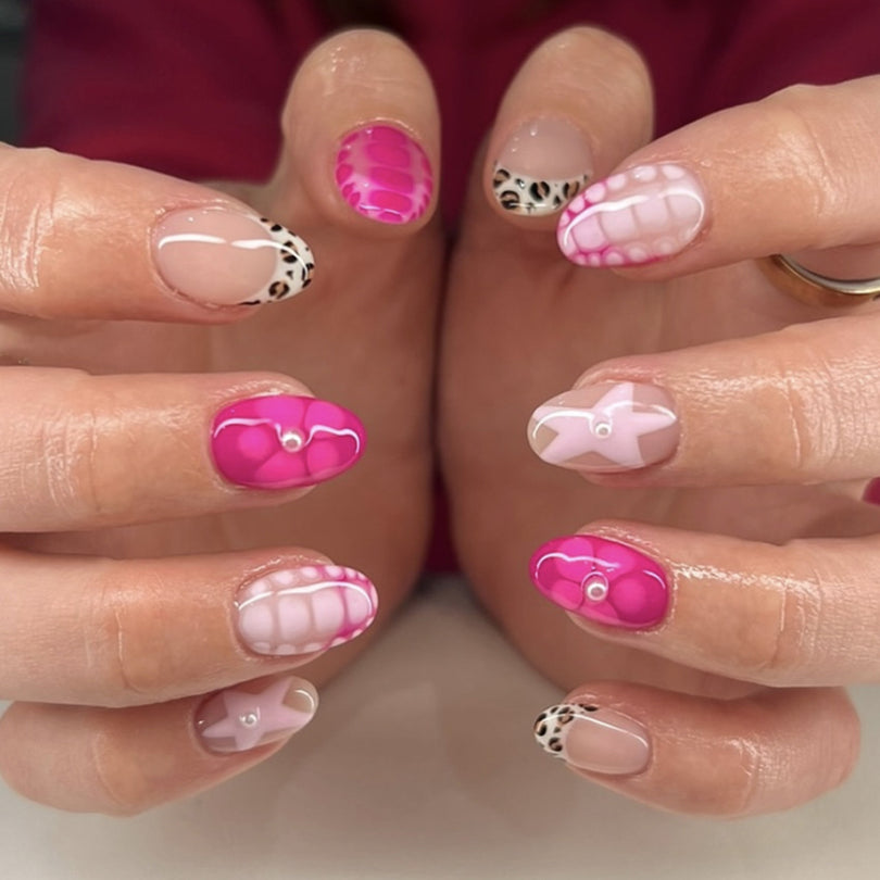 French Minimalist Nude Pink Almond Short Press On Nails – JP3942
