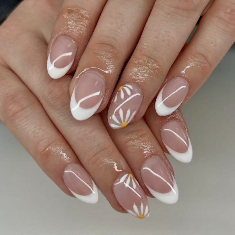 French Minimalist Nude Pink Almond Short Press On Nails – JP3912