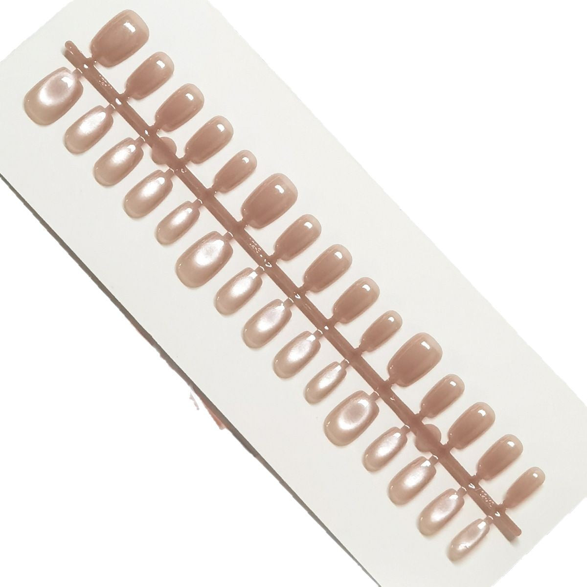 Short Nude Luminous Cat Eye Press-On Nails