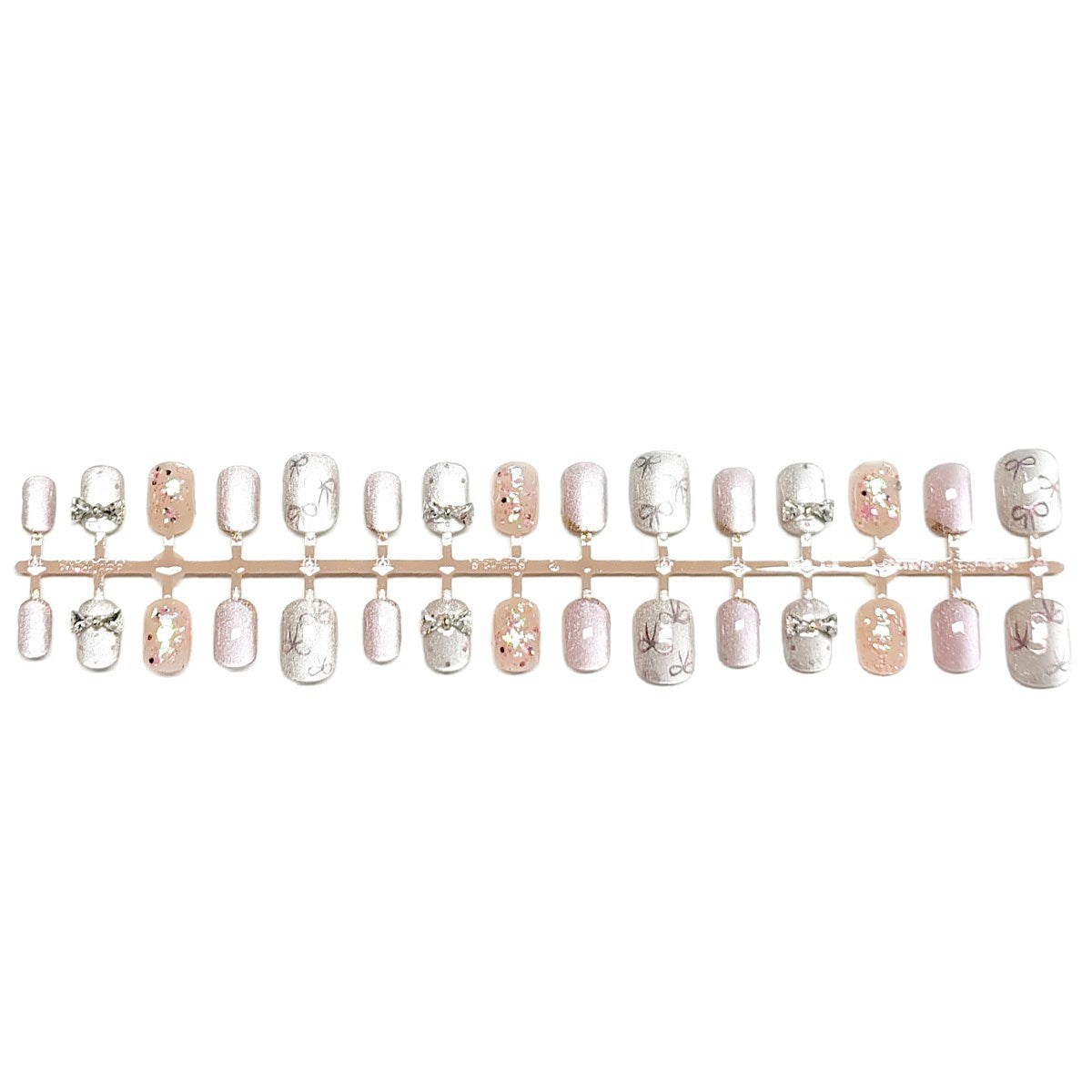 Cute Cat Eye Press-On Nails with Rhinestone Bows | Short Square Glam
