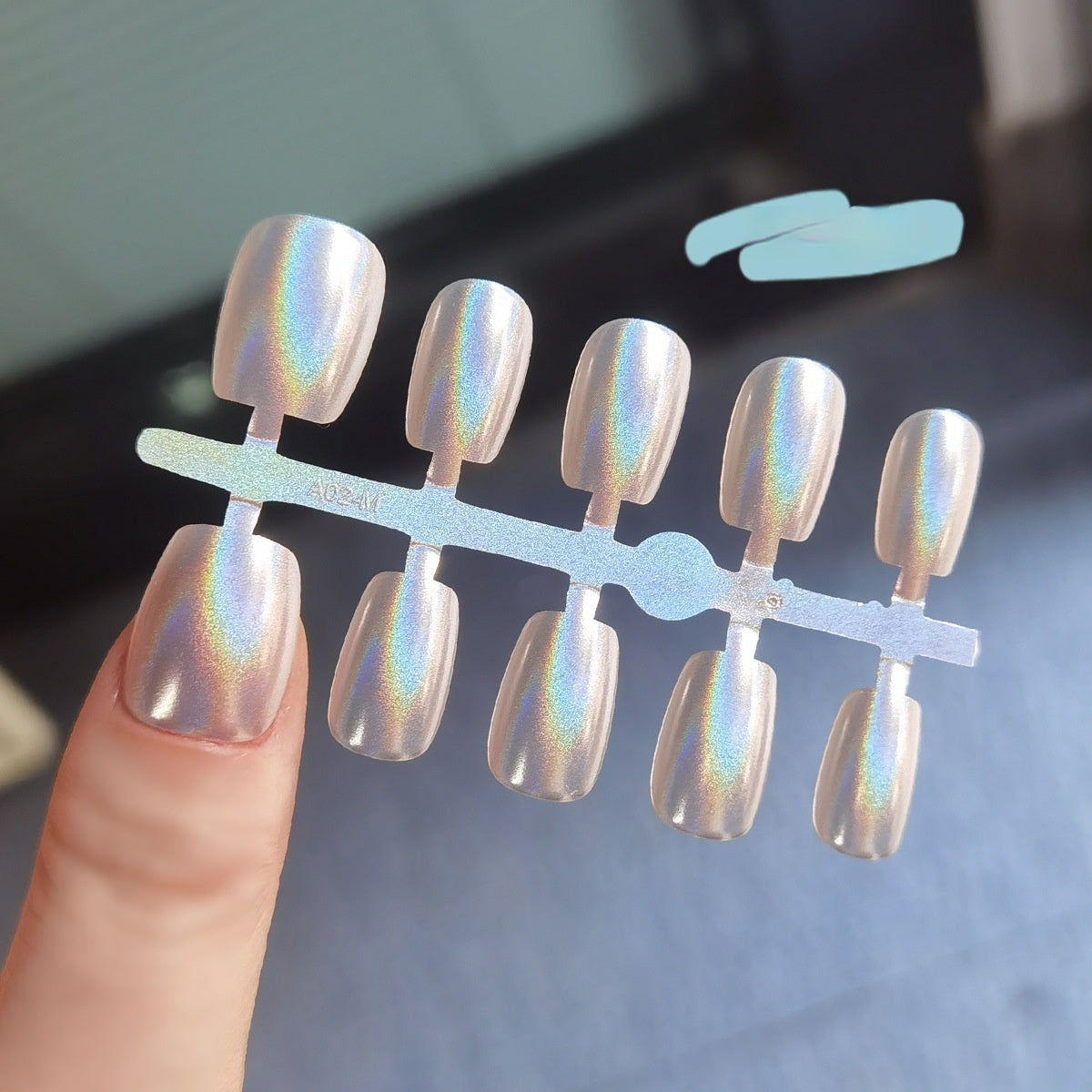 Aurora Iridescent Rainbow Cat Eye Press-On Nails