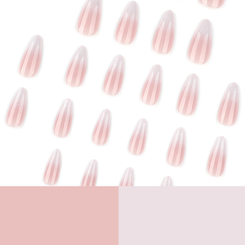 French Cat Eye Ombre Minimalist Almond Medium Press On Nails – Image 4