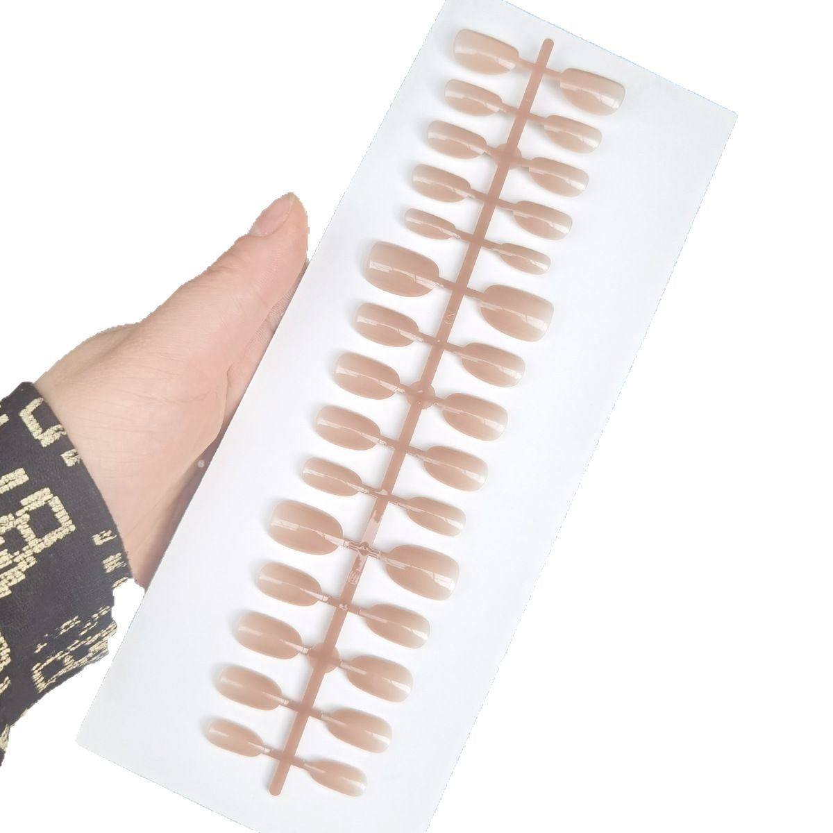 Chic Short Oval Nude Milk Tea Glossy Press-On Nails