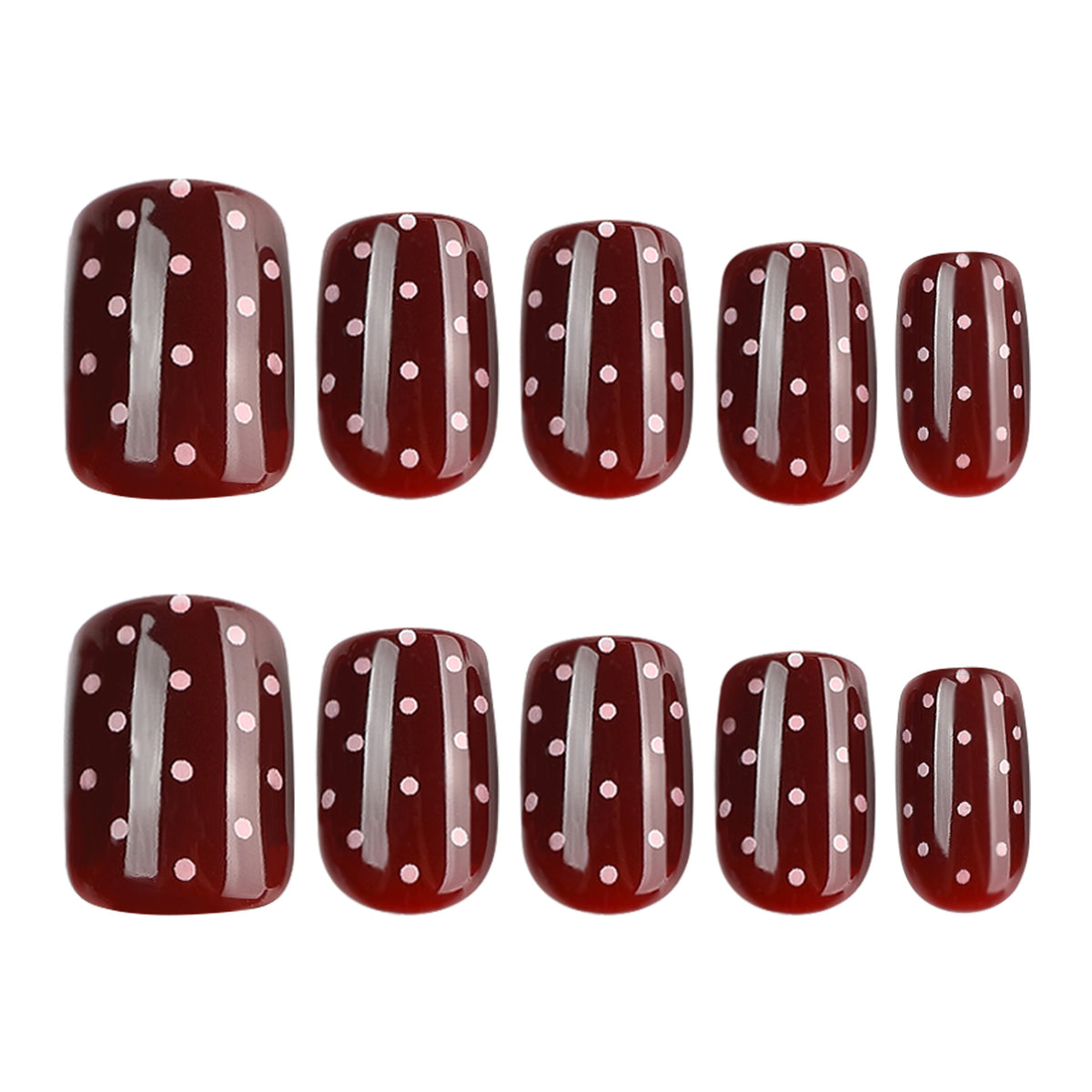 Minimalist Cute Red White Squoval Short Press On Nails – Image 4