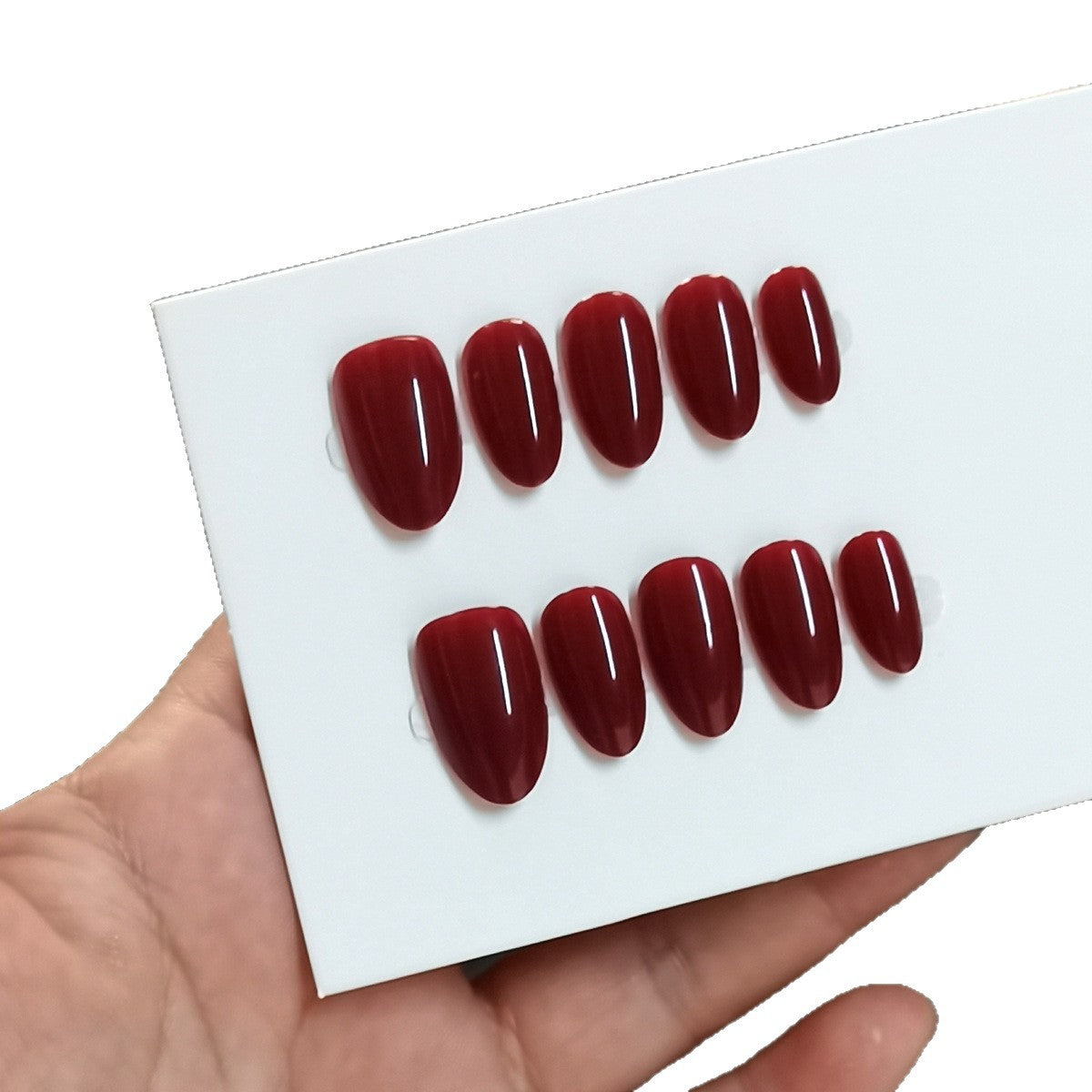 Solid Color Almond Press-On Nails - Reusable & Simple