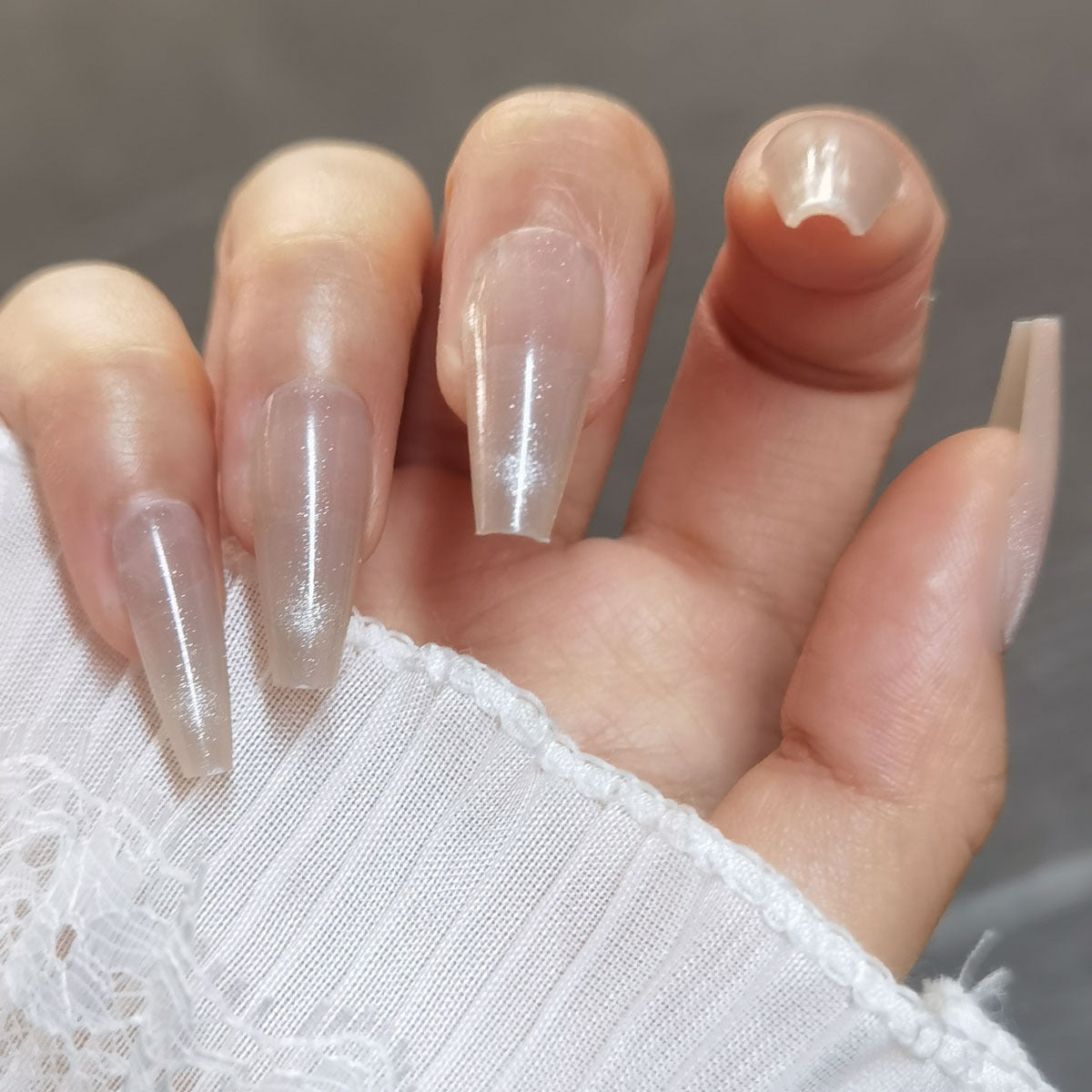 Luminous Cat Eye Long Coffin Press-On Nails