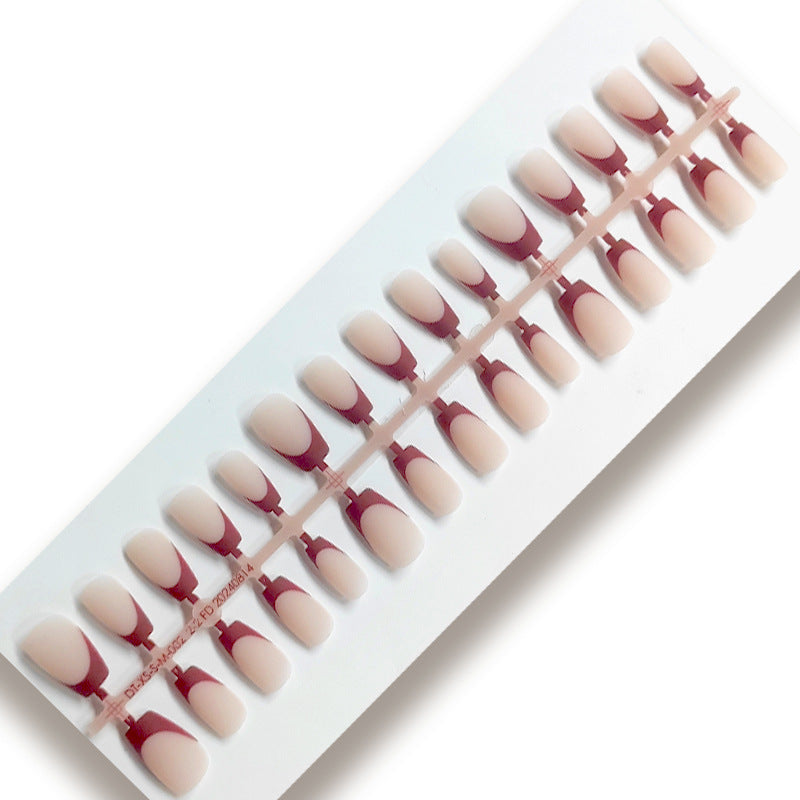 Elegant Red French Tip Press-On Nails | Classic Nude & Red Manicure