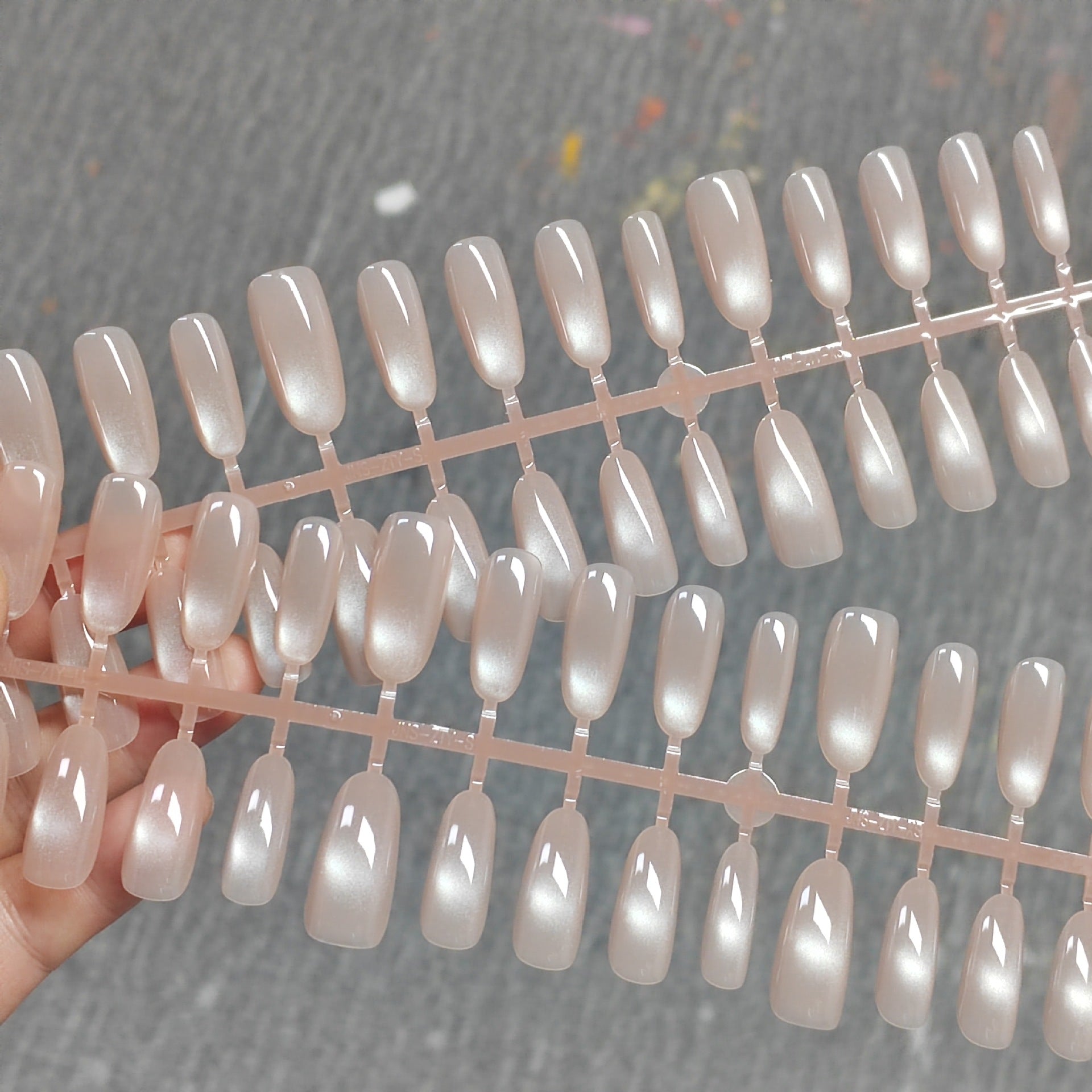 Nude Blush Cat Eye Oval Press-On Nail Tips