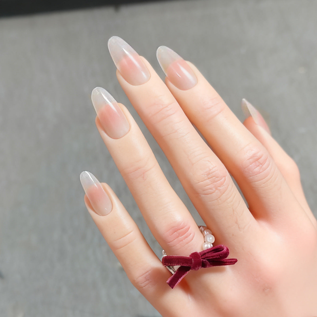 Sheer Nude Peach Blush Ombre Press-On Nails | Medium Coffin