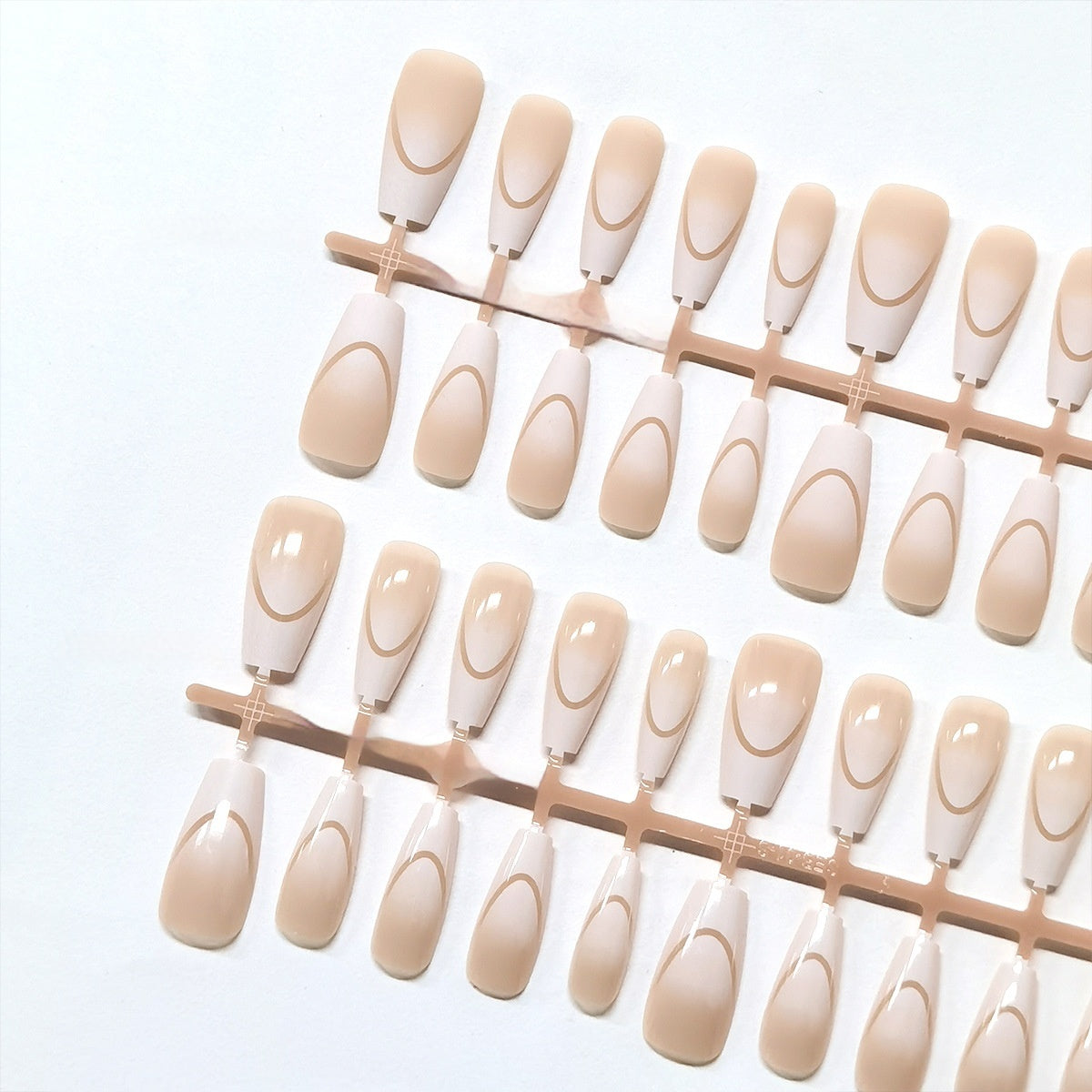 Elegant Nude Abstract French Press-On Nails - Tapered Coffin