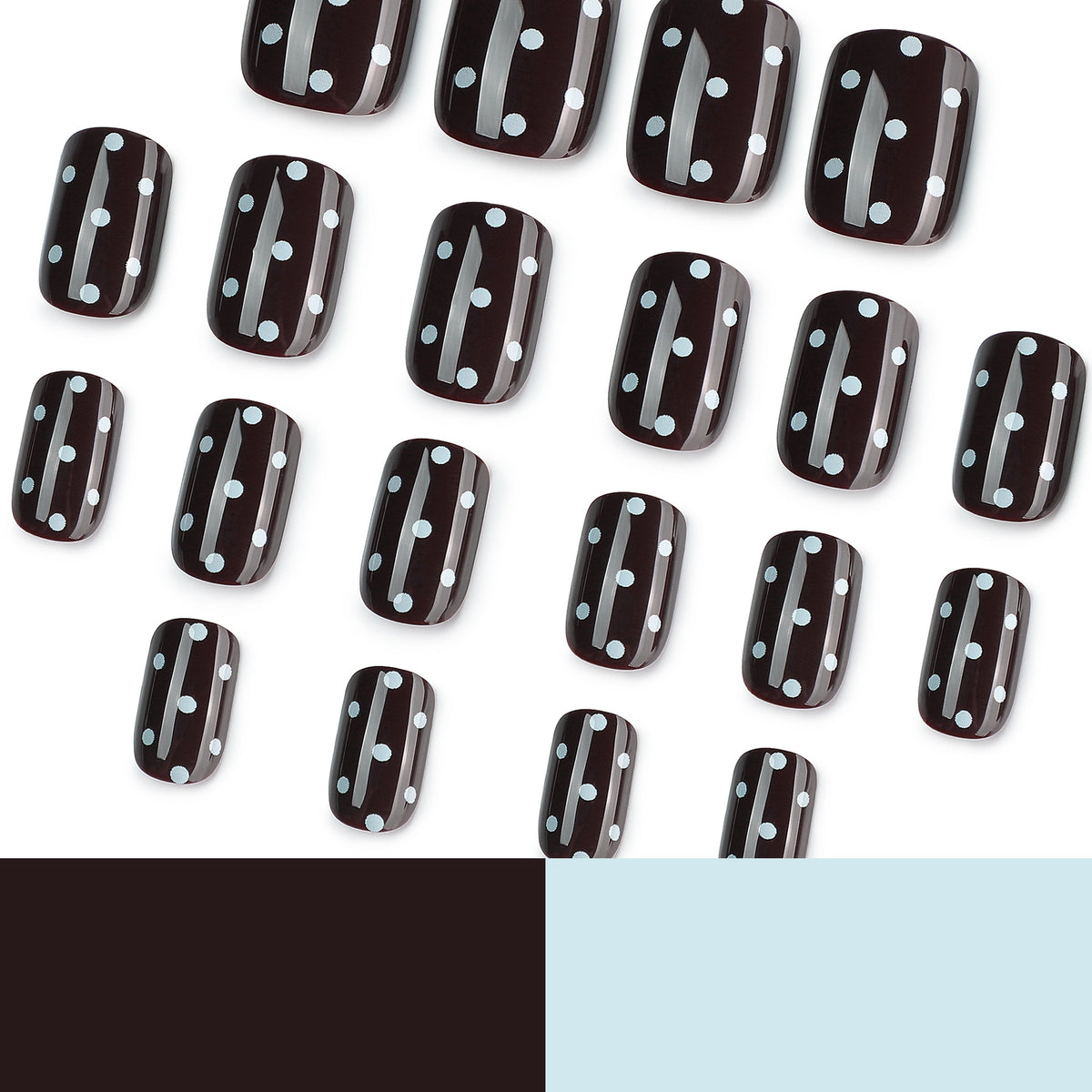 Black White Squoval Short Press On Nails – Image 4