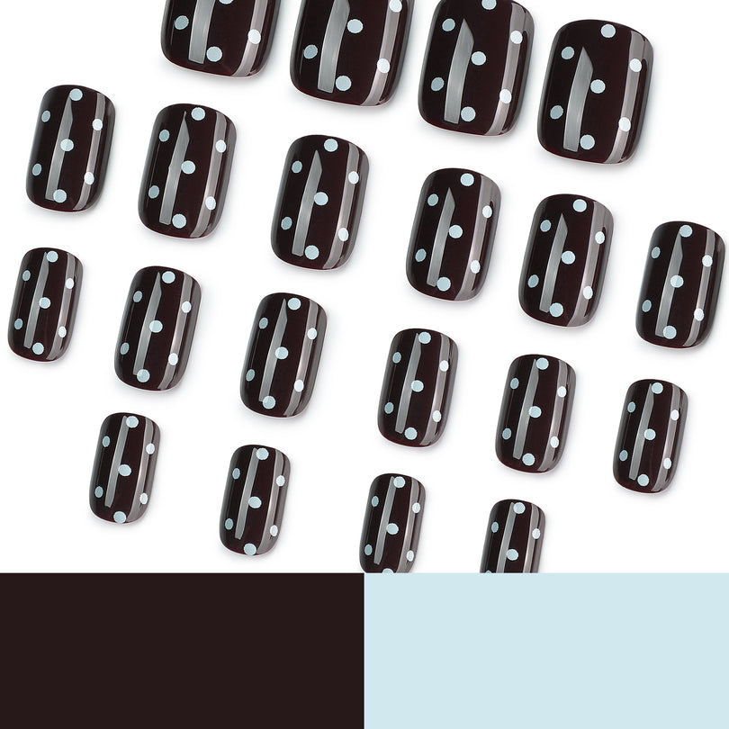 Black White Squoval Short Press On Nails – Image 4