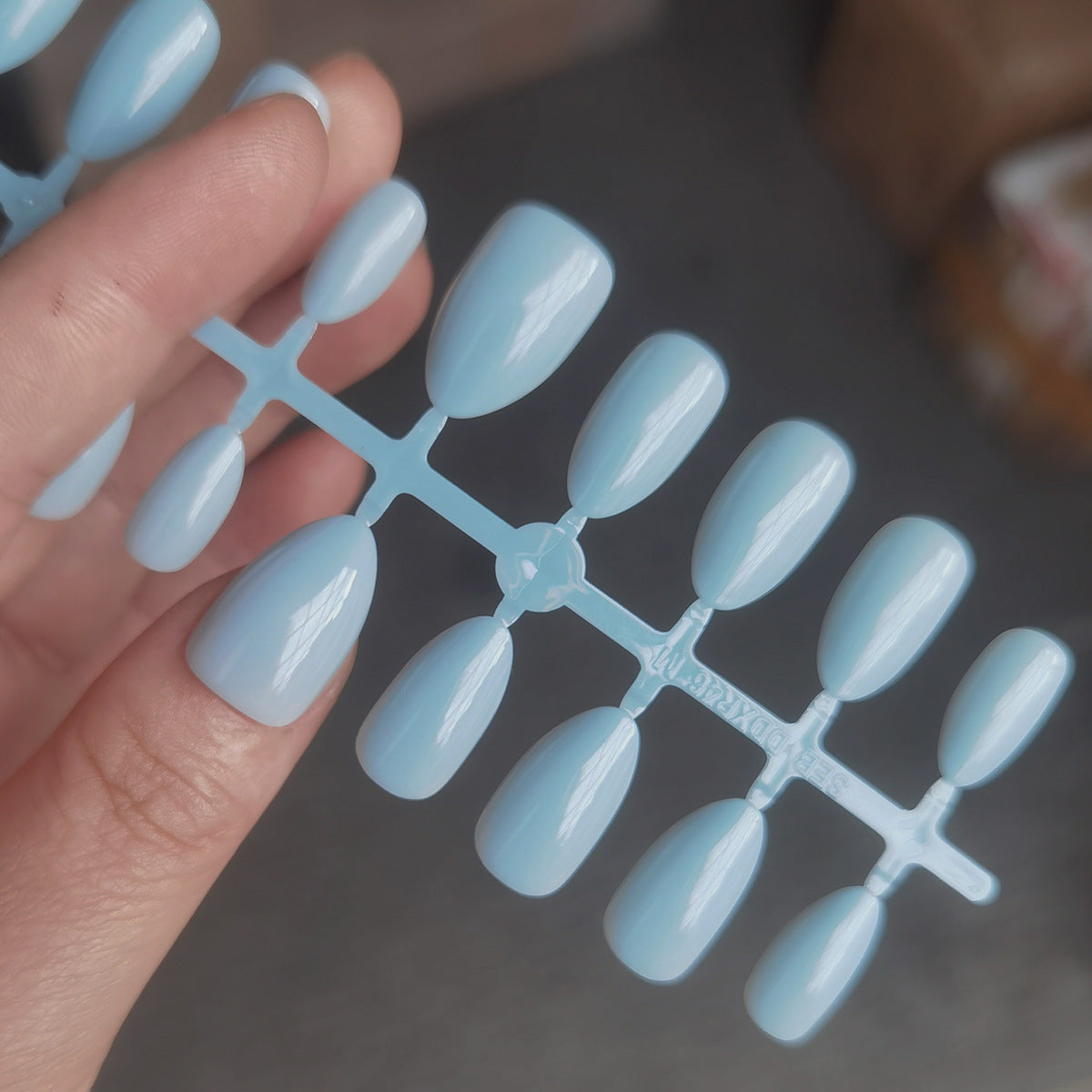 Chic Icy Blue Short Almond Press-On Nails - Solid Color