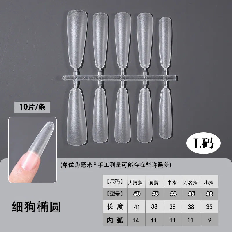 Slim Extra Long Frosted Press-On Nail Tips - Pre-Etched Full Cover Blanks