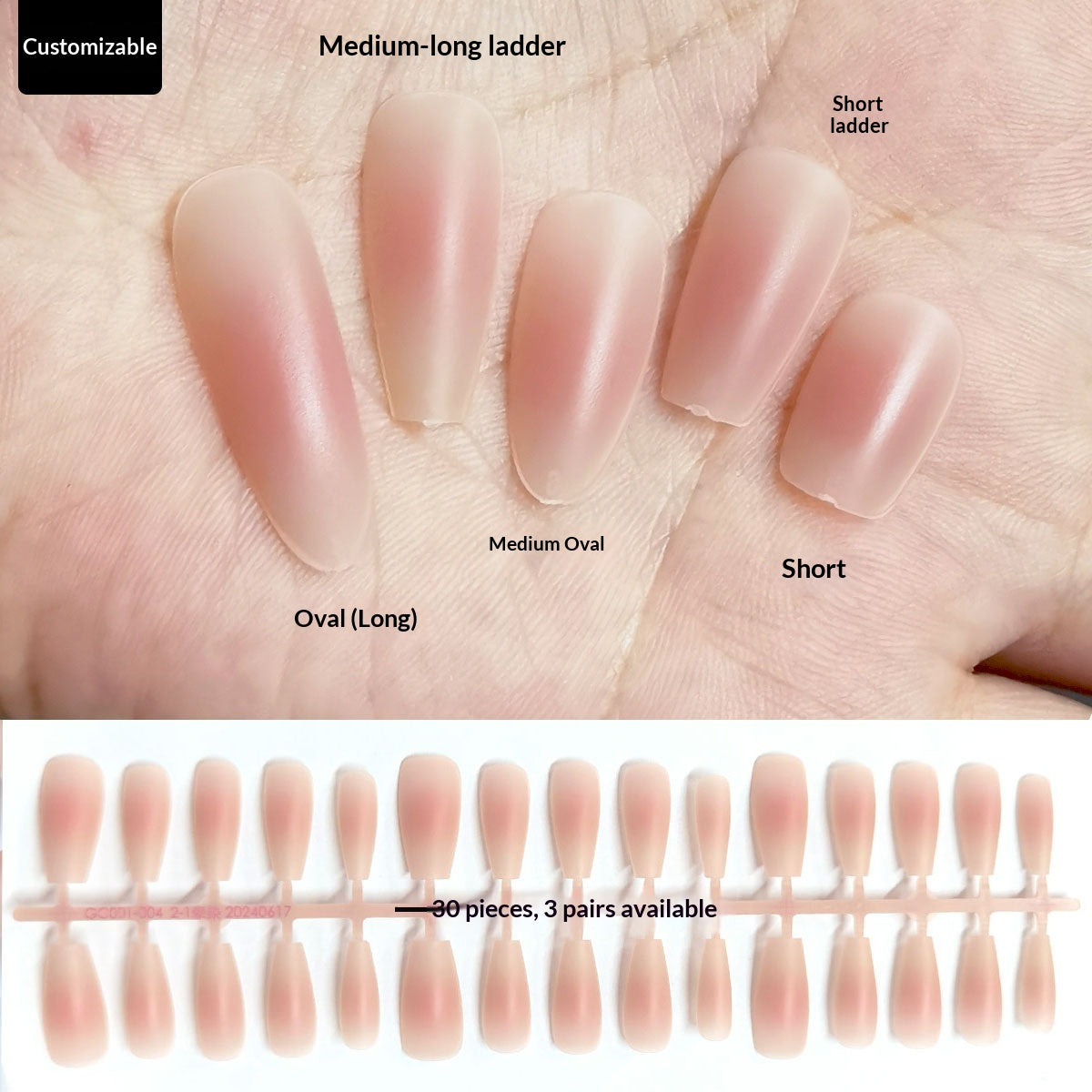 Semi-Finished Peach Blush Ombre Press-On Nail Tips for DIY Customization