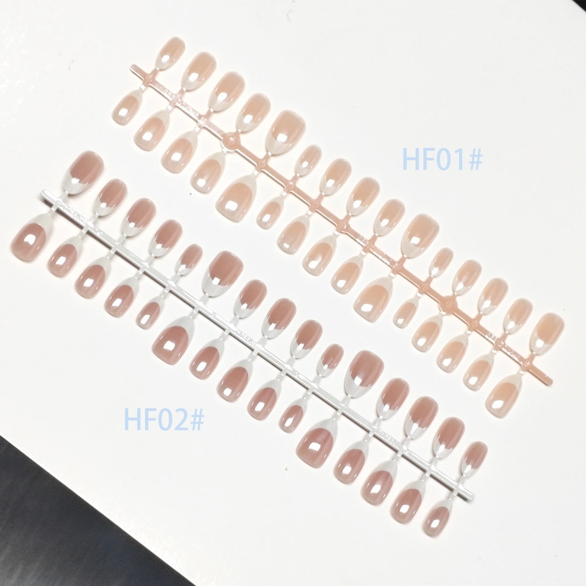 Trendy Hailey French Chrome Aura French Tip Press-On Nails