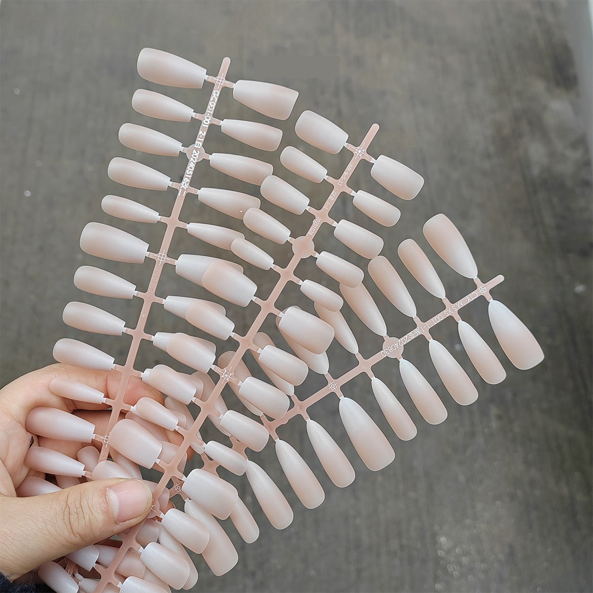 Long Almond Barely There Nude White Ombre Press-On Nails