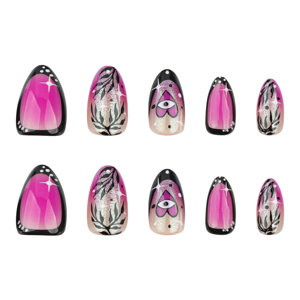 Ombre French Aura Y2K Heart Almond Short Press On Nails – Image 4