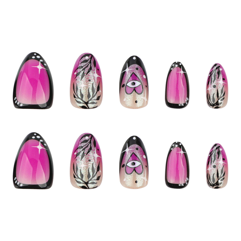 Ombre French Aura Y2K Heart Almond Short Press On Nails – Image 4