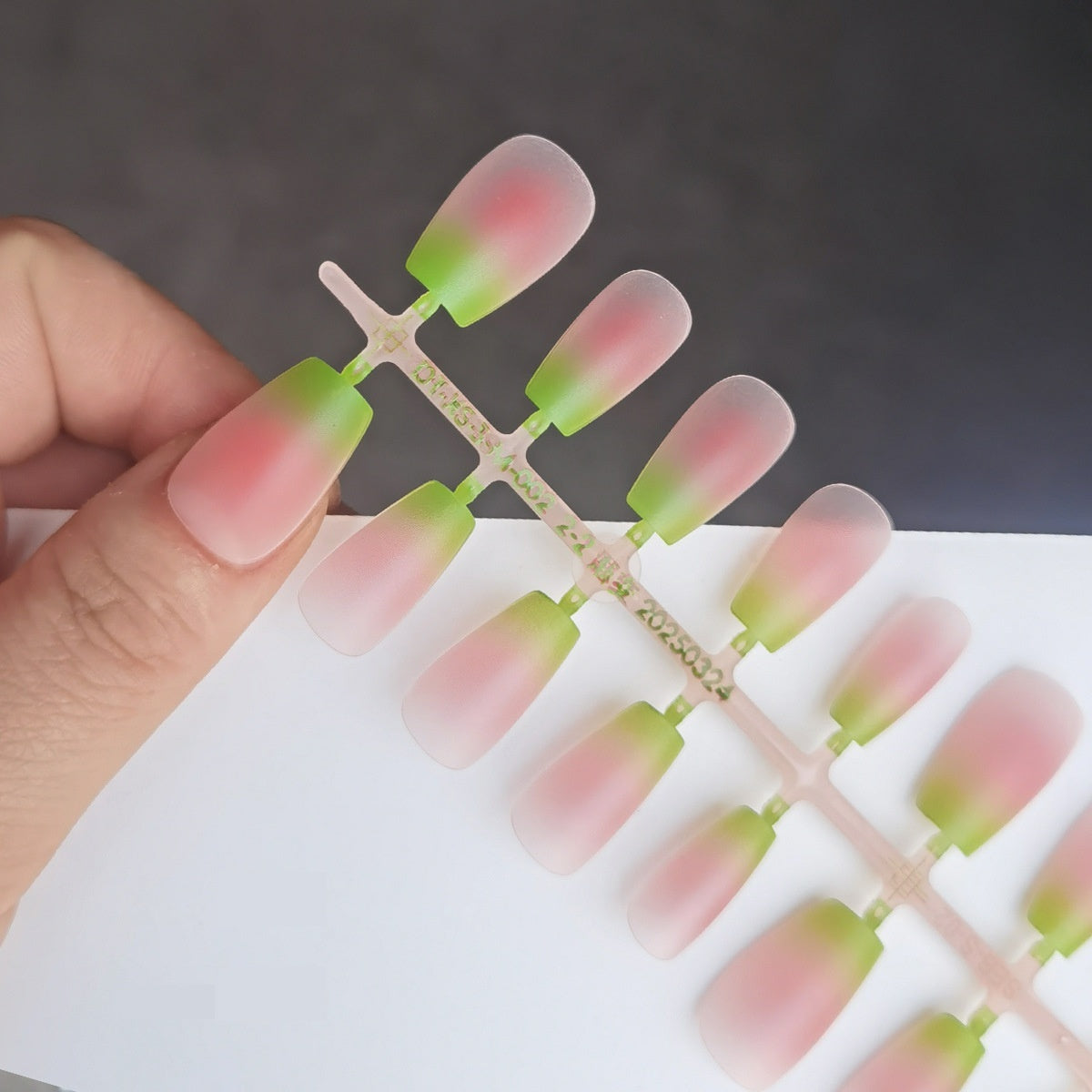 Guava Blush Green Gradient Short Square Press-On Nail Tips - DIY Blanks