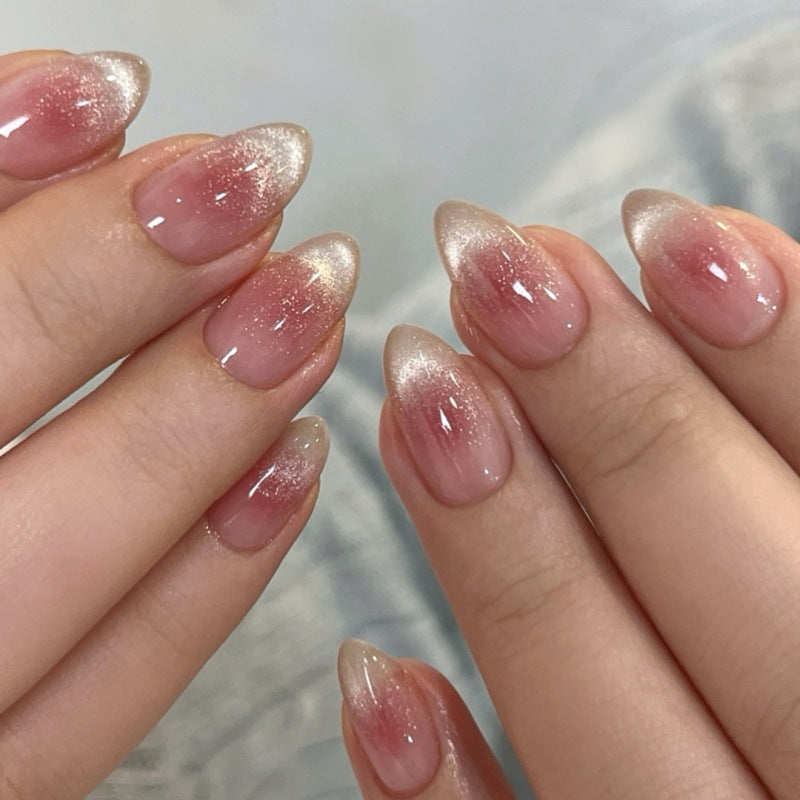 French Minimalist Nude Pink Almond Short Press On Nails – JP3862