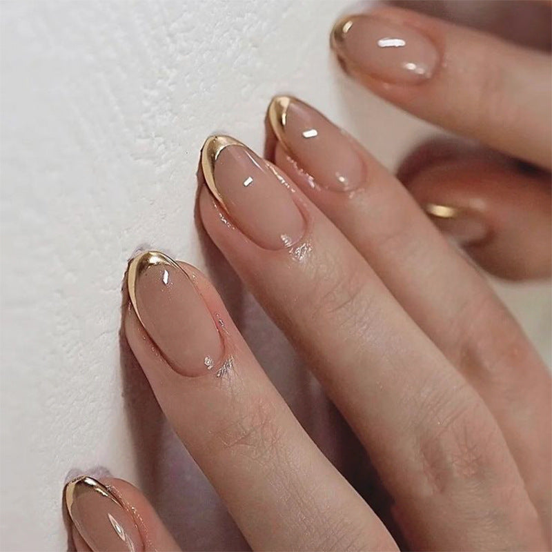 French Minimalist Nude Pink Almond Short Press On Nails – JP3719
