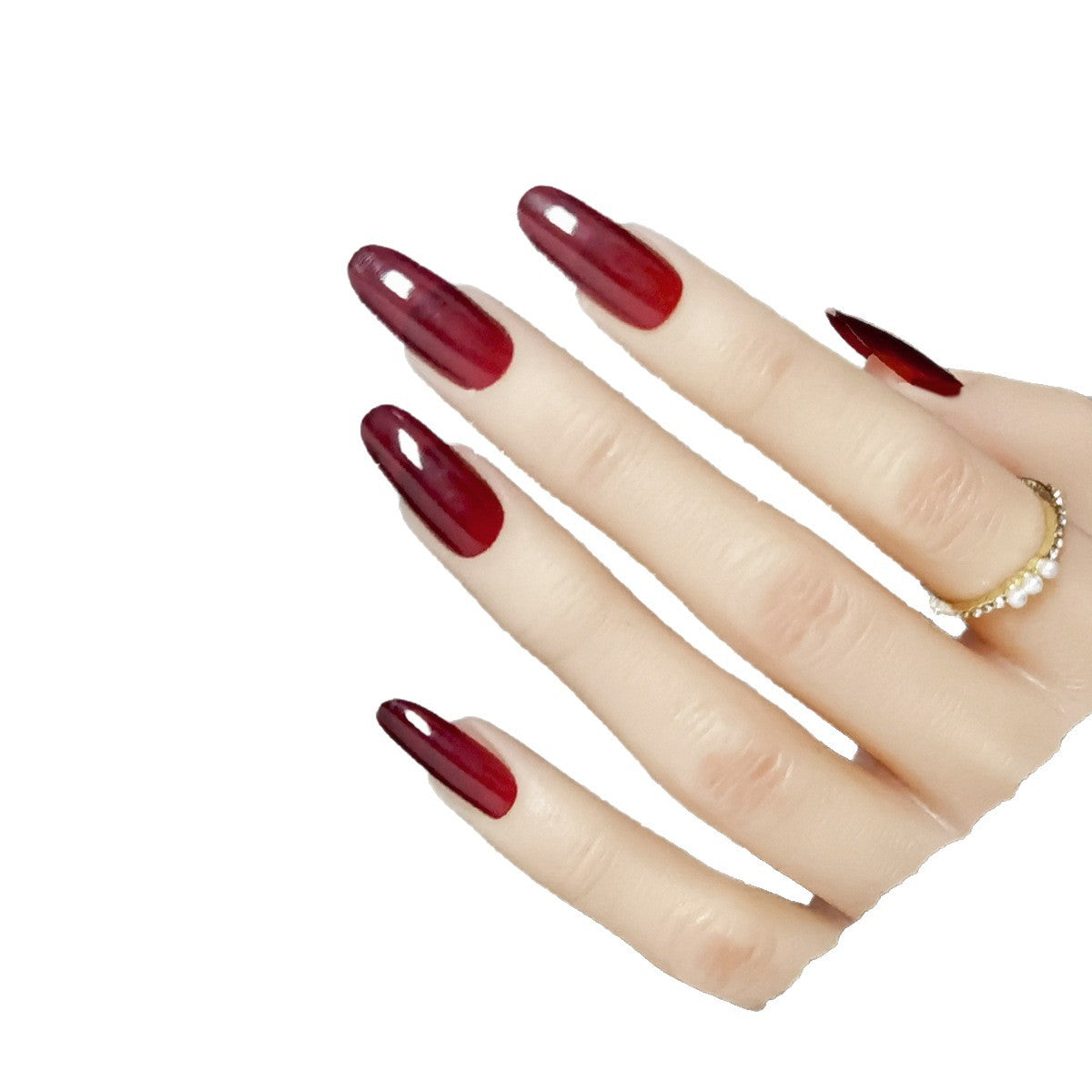 Versatile Solid Color Medium Almond Press-On Nails | Nude, Black & Burgundy