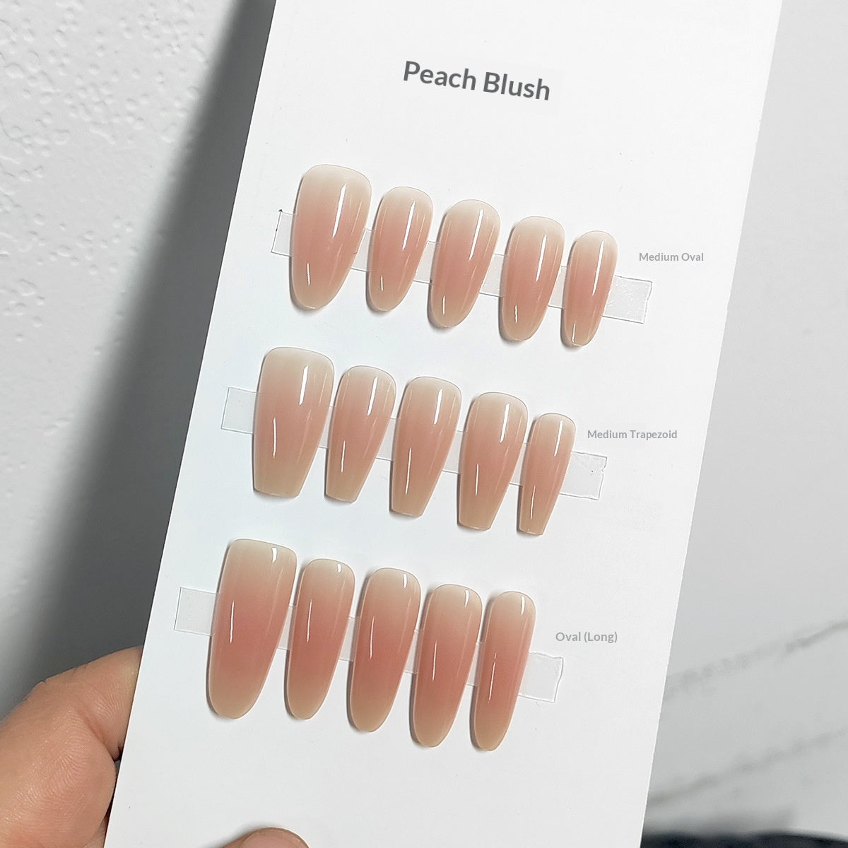 Sheer Nude Peach Blush Ombre Press-On Nails | Medium Coffin