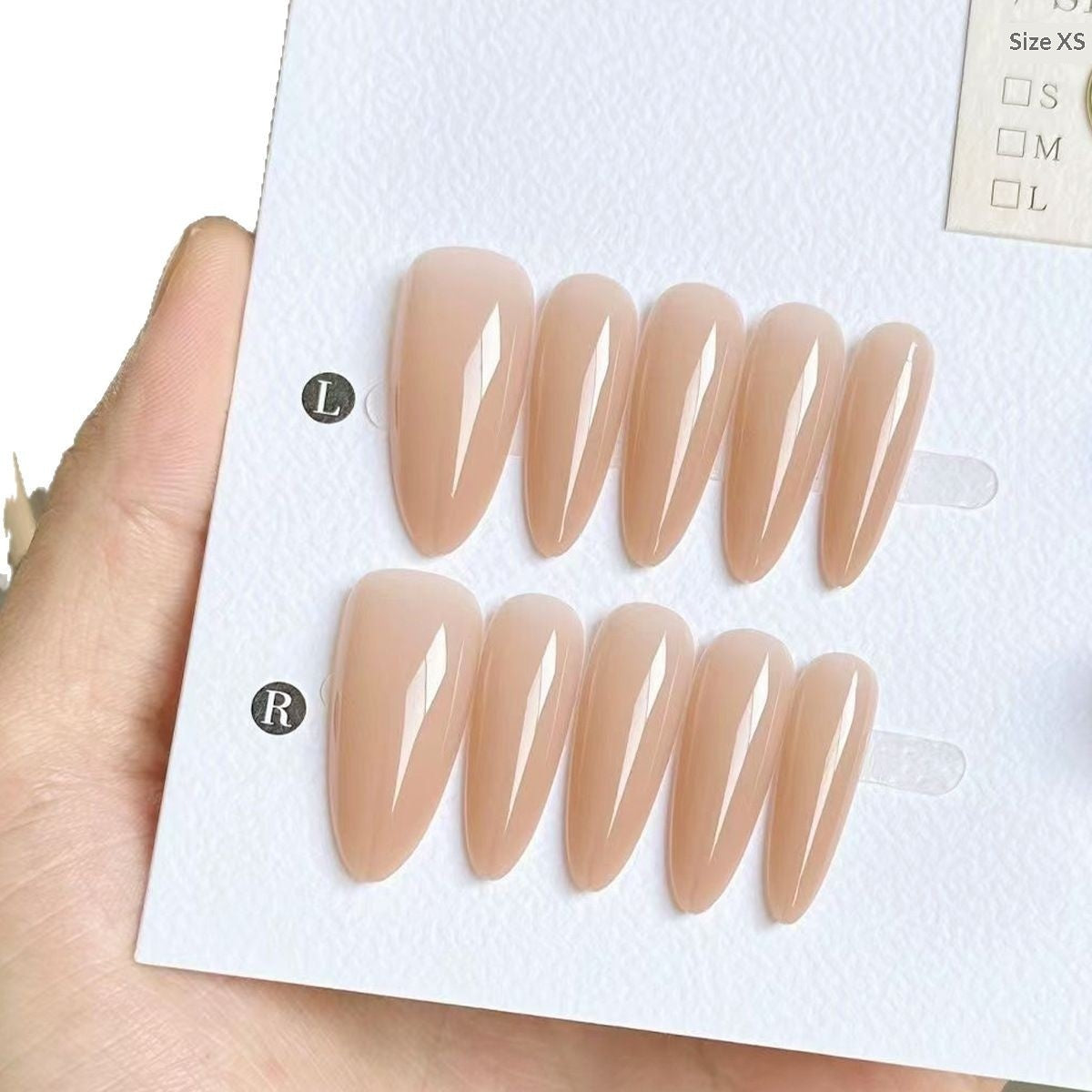Sheer Coral Nude Long Coffin Press-On Nails | Minimalist Glossy Fake Nails