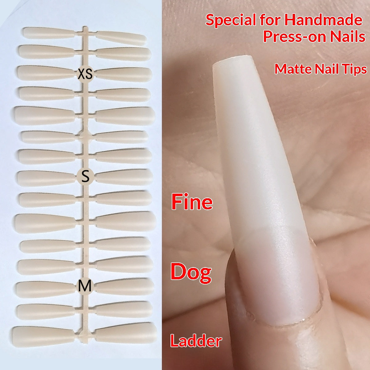 Extra Long Tapered Coffin Frosted DIY Press-On Nail Blanks | No-Buff Ice White