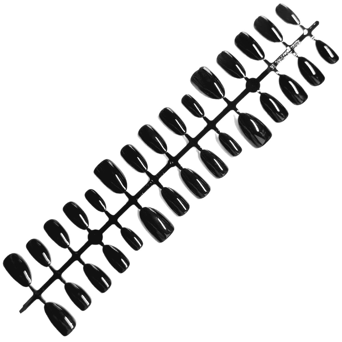 Sleek Black Short Almond Press-On Nails | 30 Piece Set