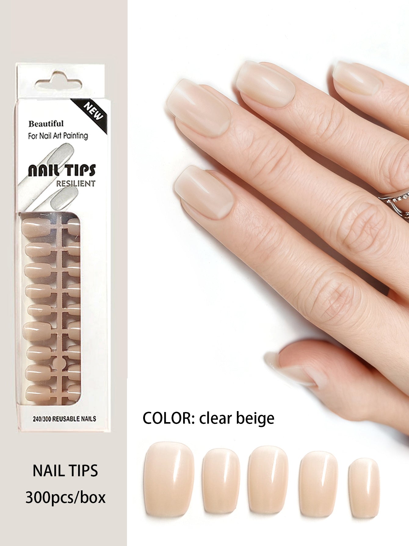 DIY Blank Press-On Nail Tips - Short Square/Oval Bulk Pack